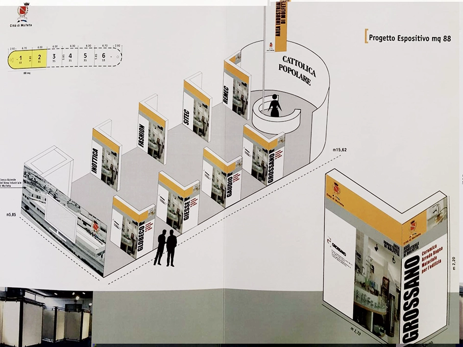 Nove mercanti in fiera /  il layout grafico dello spazio espositivo